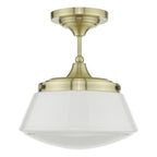 Caden Bathroom Semi Flush Antique Brass Opal Glass IP44<br>Antique Brass