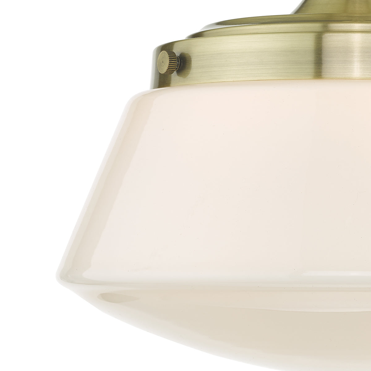 Caden Bathroom Semi Flush Antique Brass Opal Glass IP44<br>Antique Brass