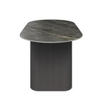 Cartier Oval Gloss Grey Ceramic Dining Table -180cm