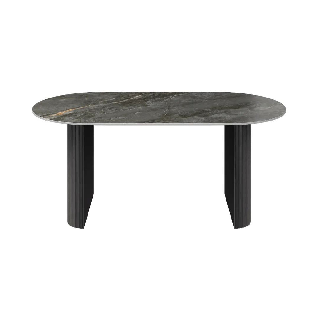 Cartier Oval Gloss Grey Ceramic Dining Table -180cm