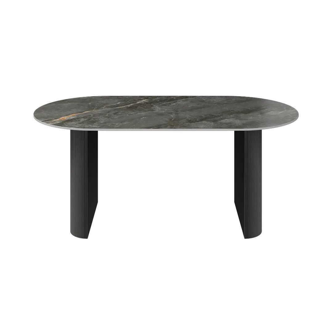 Cartier Oval Gloss Grey Ceramic Dining Table -180cm