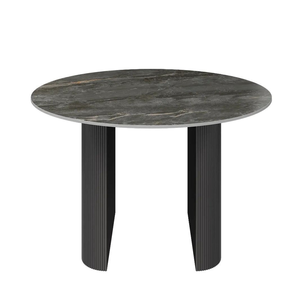 Cartier Round Gloss Grey Ceramic Dining Table -120cm