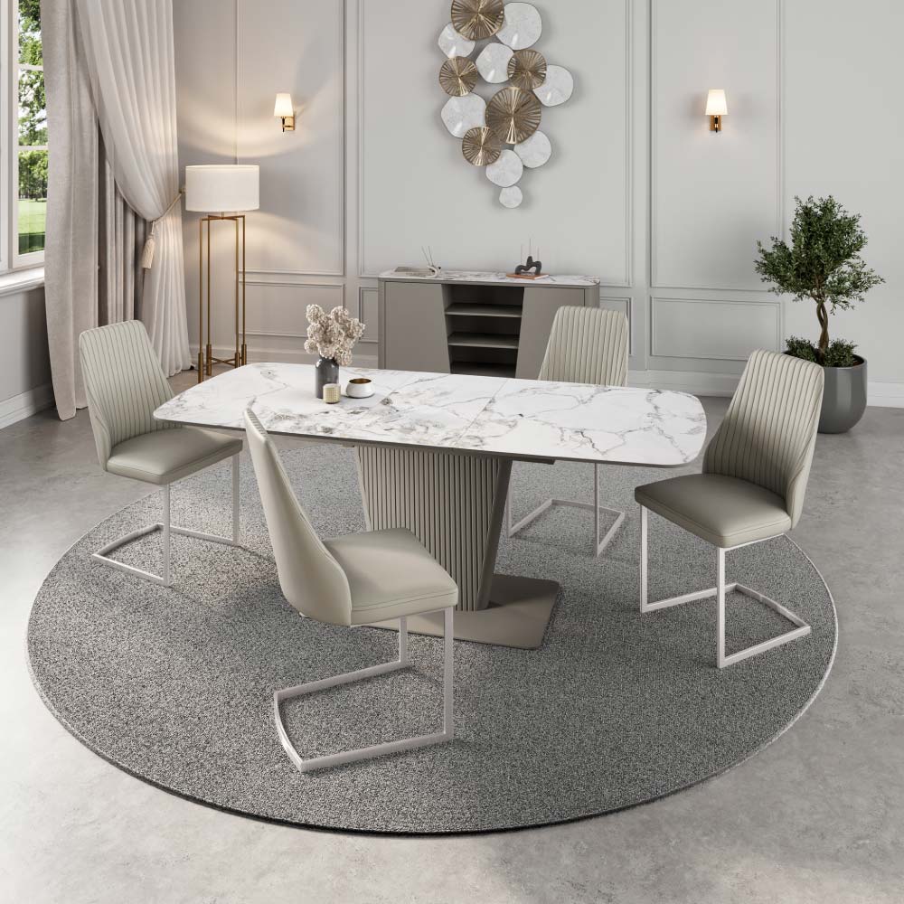 Castello 160-200cm White Ceramic Extending Dining Table