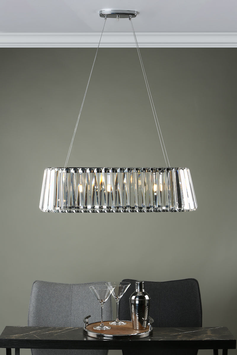Cecilia 3 Light G9 Oval Linear Pendant Bar<br>Crystal