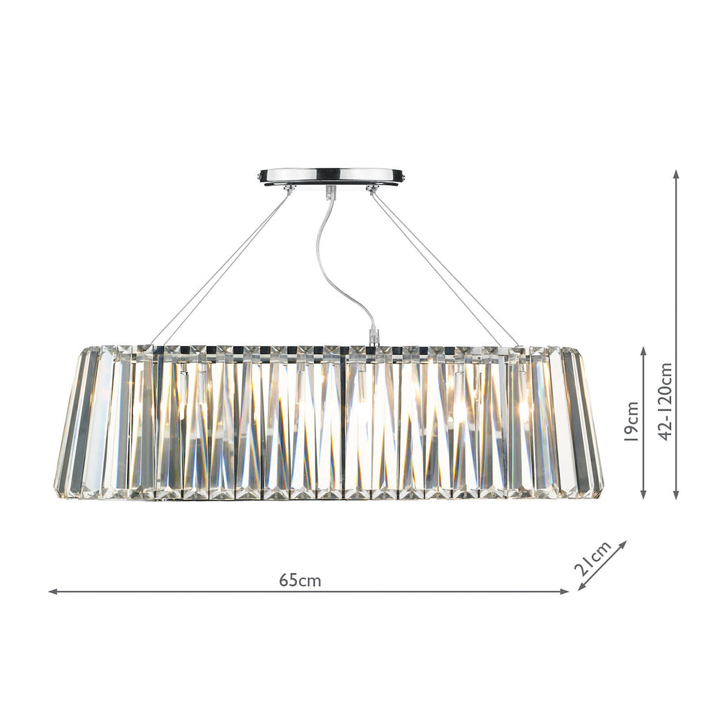 Cecilia 3 Light G9 Oval Linear Pendant Bar<br>Crystal