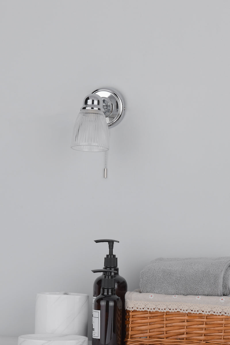 Cedric Bathroom Single Wall Spotlight Polished Chrome Glass IP44Polished Chrome