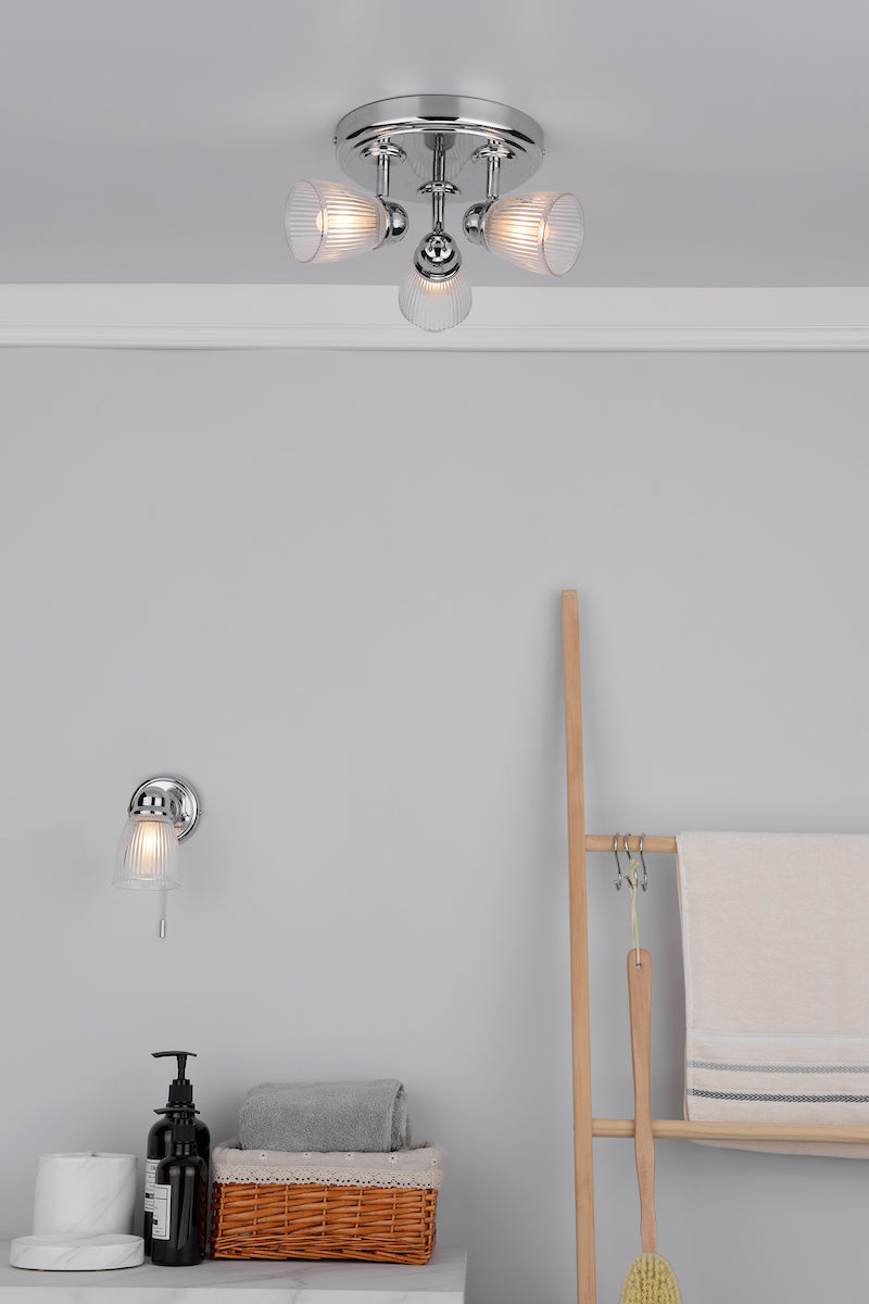 Cedric Bathroom Single Wall Spotlight Polished Chrome Glass IP44Polished Chrome
