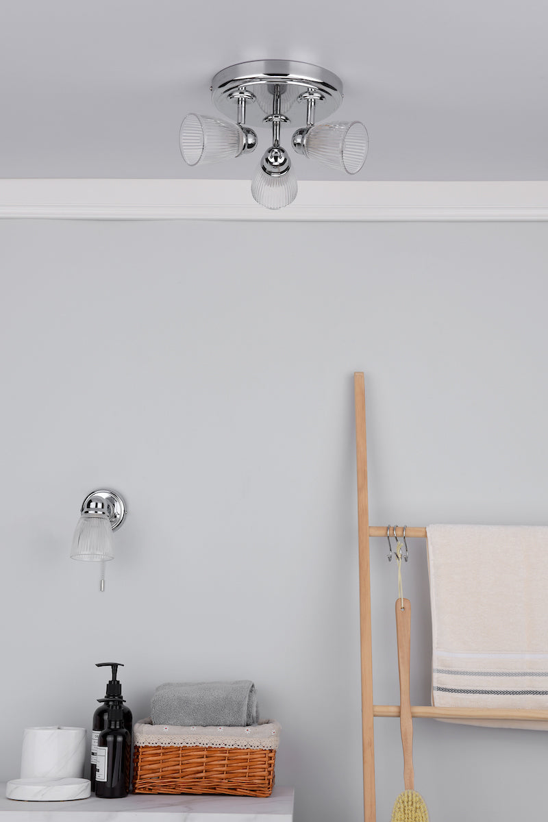 Cedric Bathroom Single Wall Spotlight Polished Chrome Glass IP44Polished Chrome