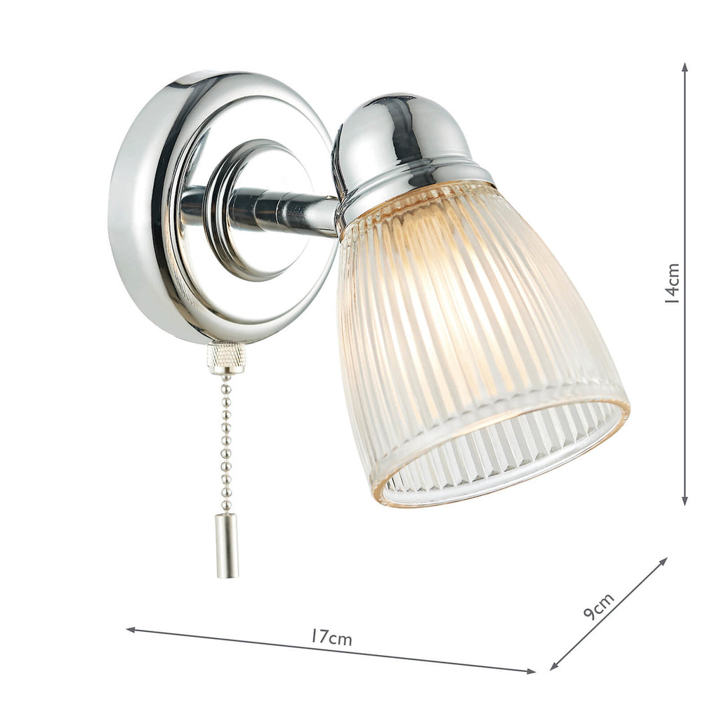 Cedric Bathroom Single Wall Spotlight Polished Chrome Glass IP44Polished Chrome
