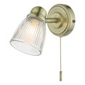 Cedric Bathroom Single Wall Spotlight Antique Brass Glass IP44<br>Antique Brass