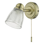 Cedric Bathroom Single Wall Spotlight Antique Brass Glass IP44<br>Antique Brass