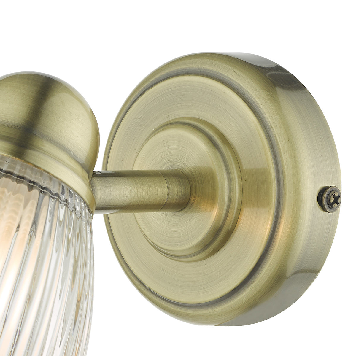 Cedric Bathroom Single Wall Spotlight Antique Brass Glass IP44<br>Antique Brass
