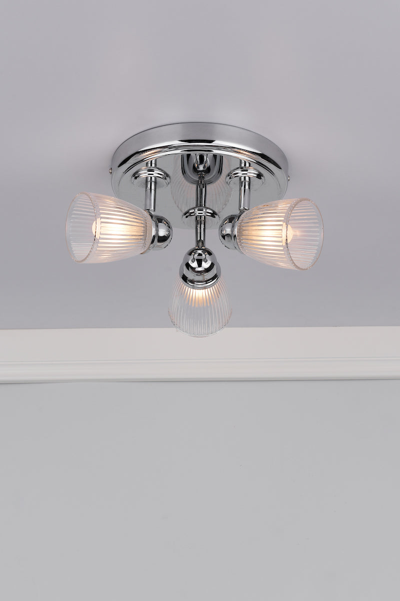 Cedric Bathroom 3 Light Spotlight Polished Chrome Glass IP44<br>Polished Chrome