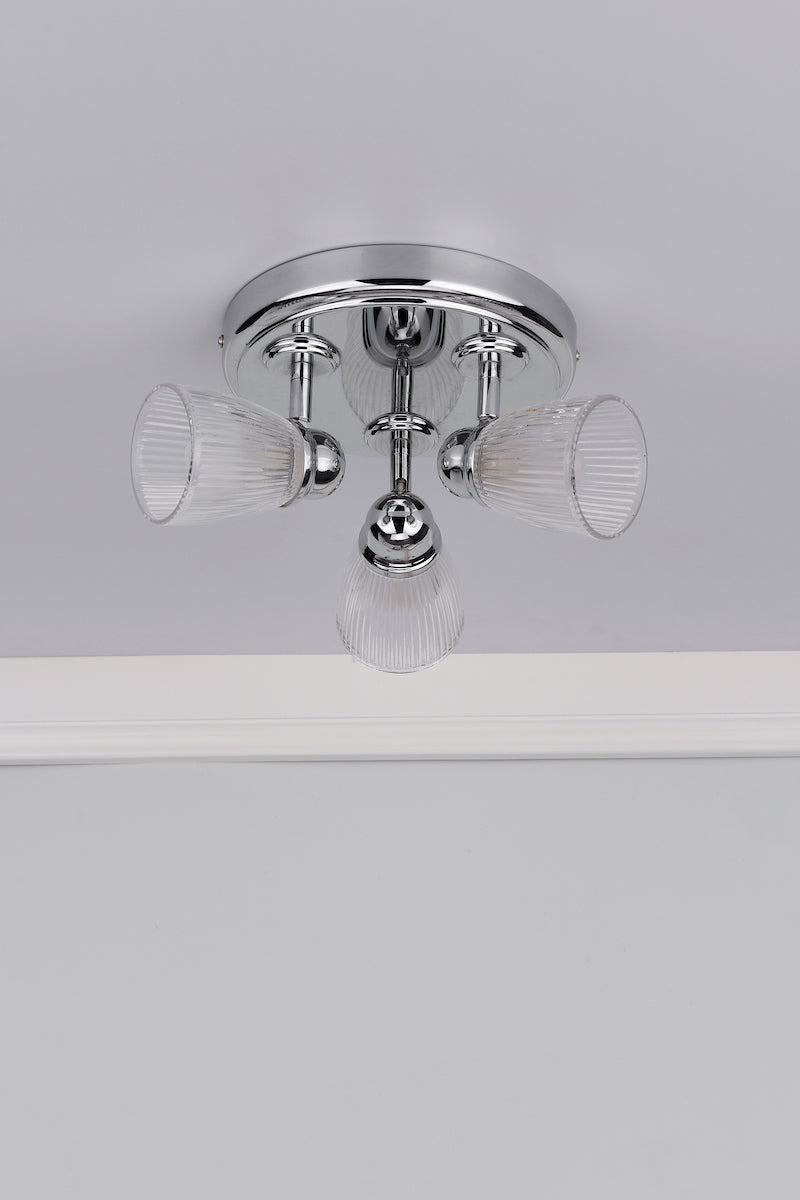 Cedric Bathroom 3 Light Spotlight Polished Chrome Glass IP44<br>Polished Chrome