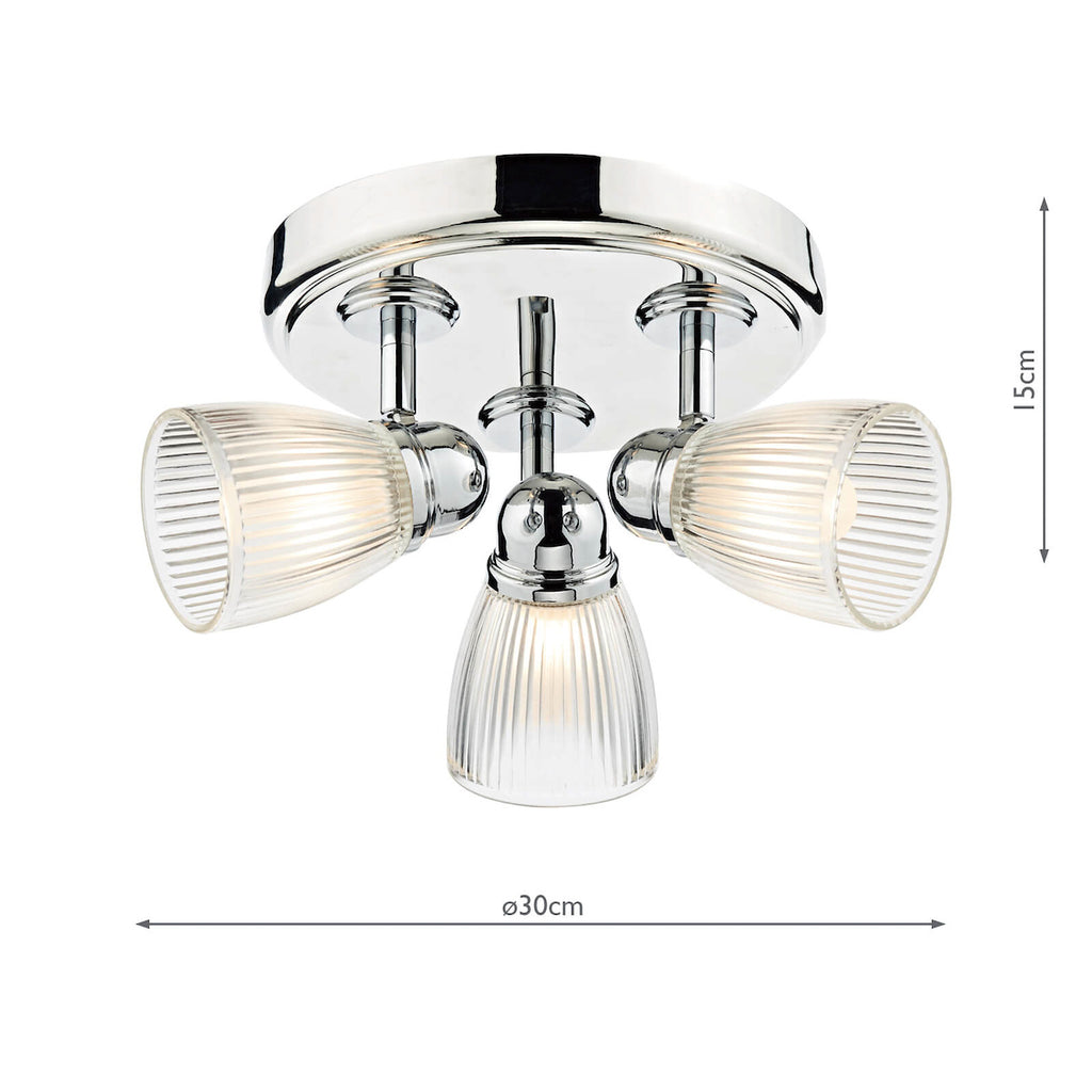 Cedric Bathroom 3 Light Spotlight Polished Chrome Glass IP44<br>Polished Chrome