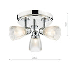 Cedric Bathroom 3 Light Spotlight Polished Chrome Glass IP44<br>Polished Chrome