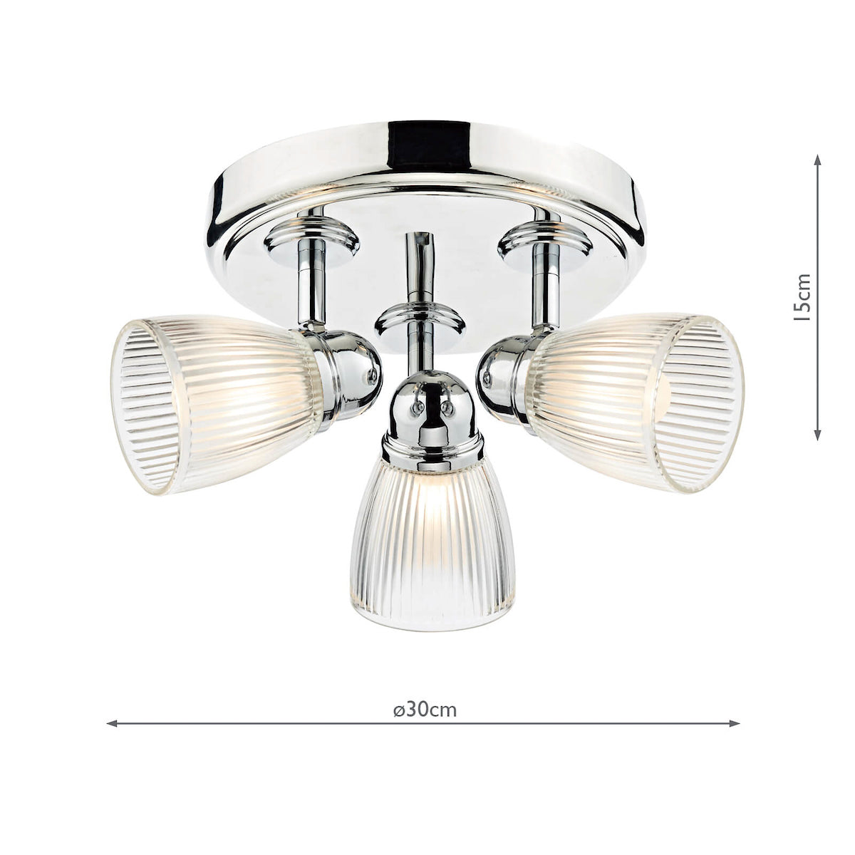 Cedric Bathroom 3 Light Spotlight Polished Chrome Glass IP44<br>Polished Chrome