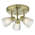 Cedric Bathroom 3 Light Spotlight Antique Brass Glass IP44<br>Antique Brass