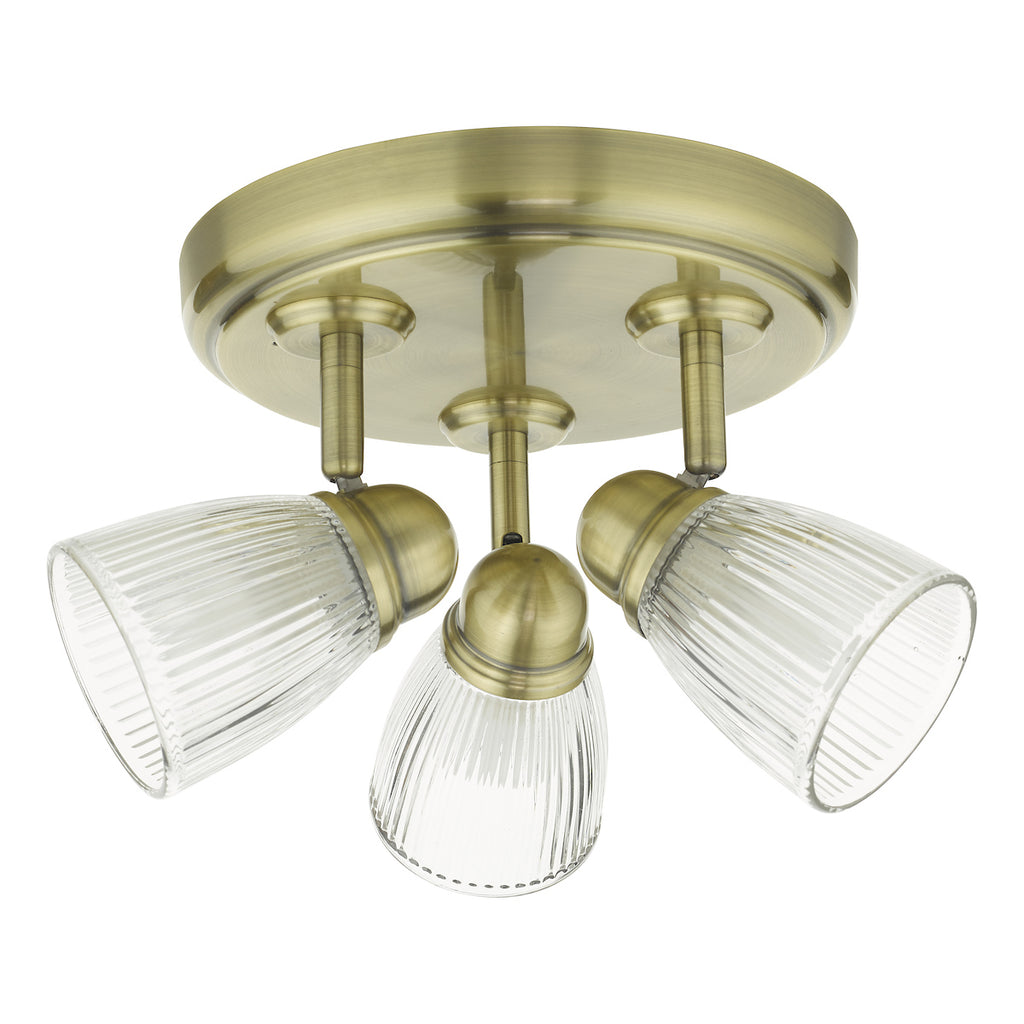 Cedric Bathroom 3 Light Spotlight Antique Brass Glass IP44<br>Antique Brass