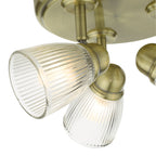 Cedric Bathroom 3 Light Spotlight Antique Brass Glass IP44<br>Antique Brass