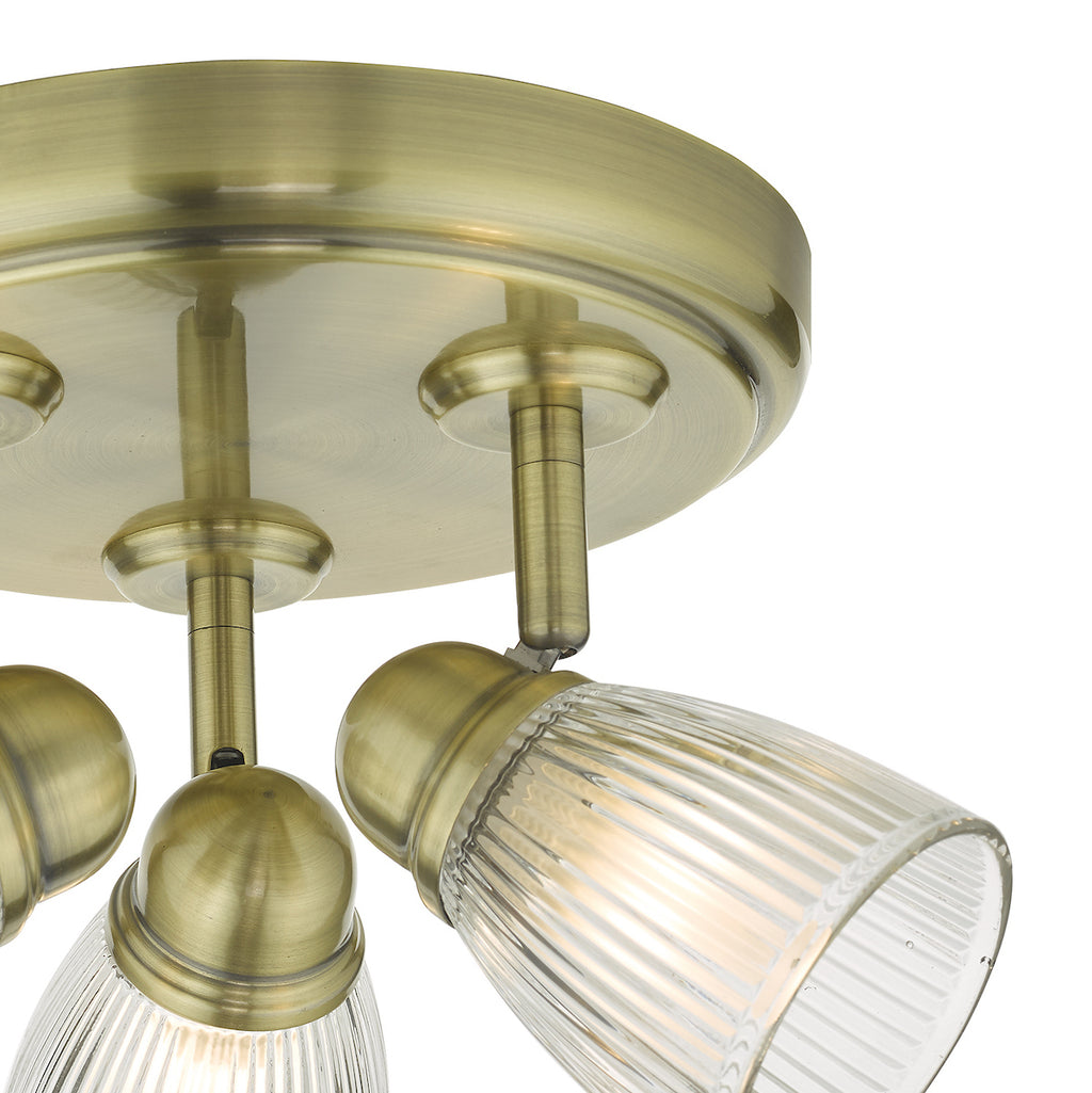 Cedric Bathroom 3 Light Spotlight Antique Brass Glass IP44<br>Antique Brass