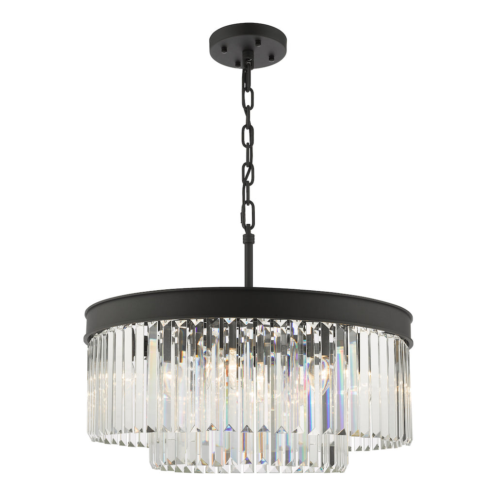 Celeus 6 Light Chandelier Anthracite & Crystal<br>Matt Black