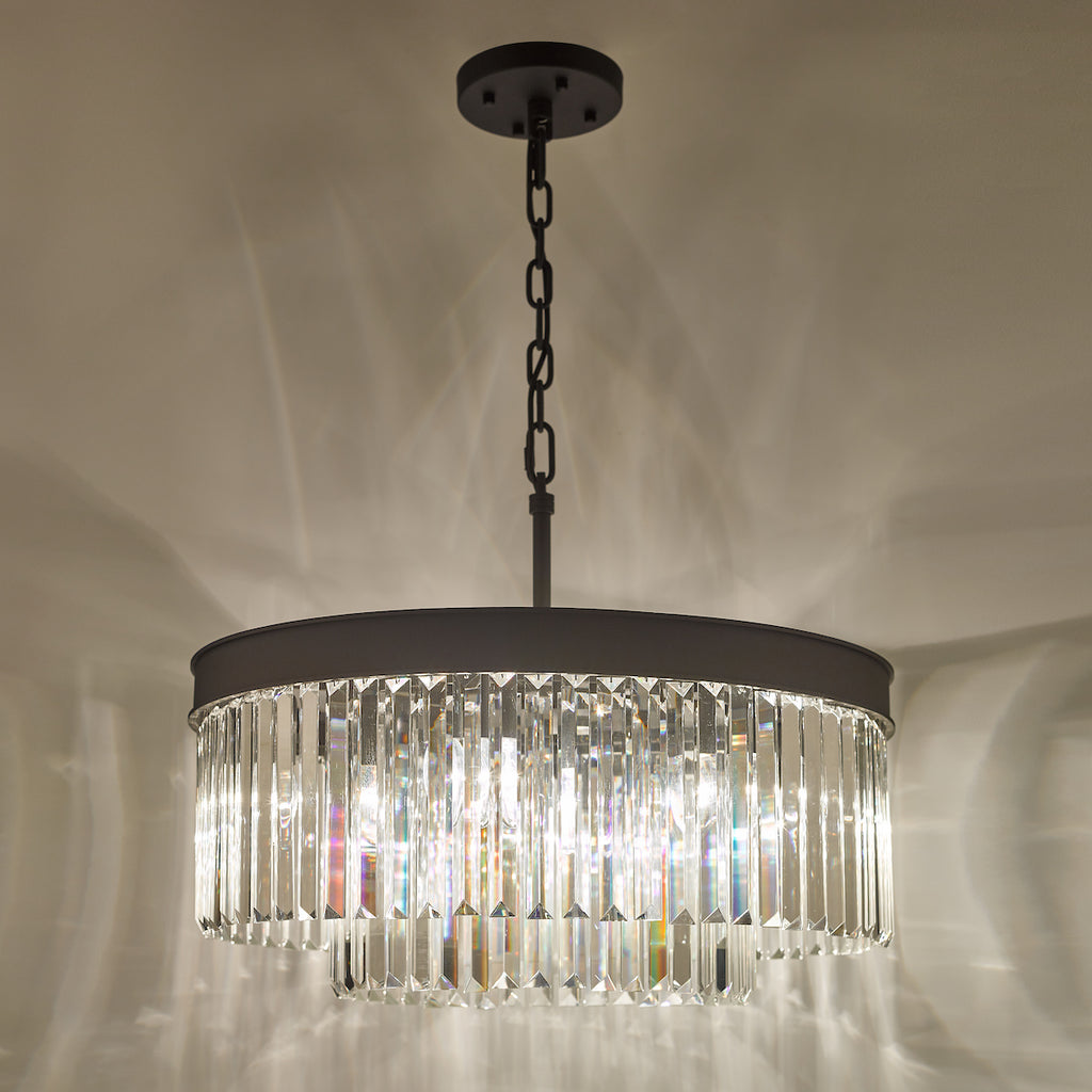Celeus 6 Light Chandelier Anthracite & Crystal<br>Matt Black