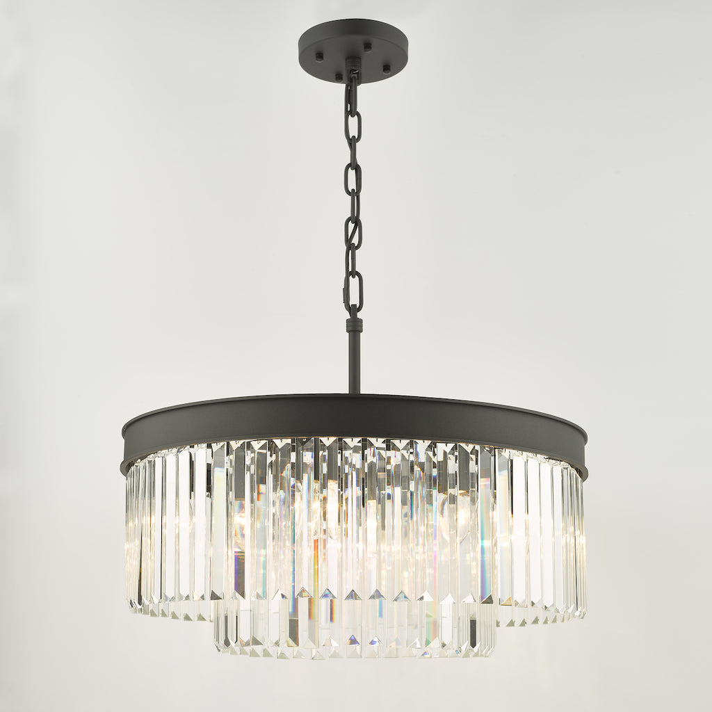Celeus 6 Light Chandelier Anthracite & Crystal<br>Matt Black