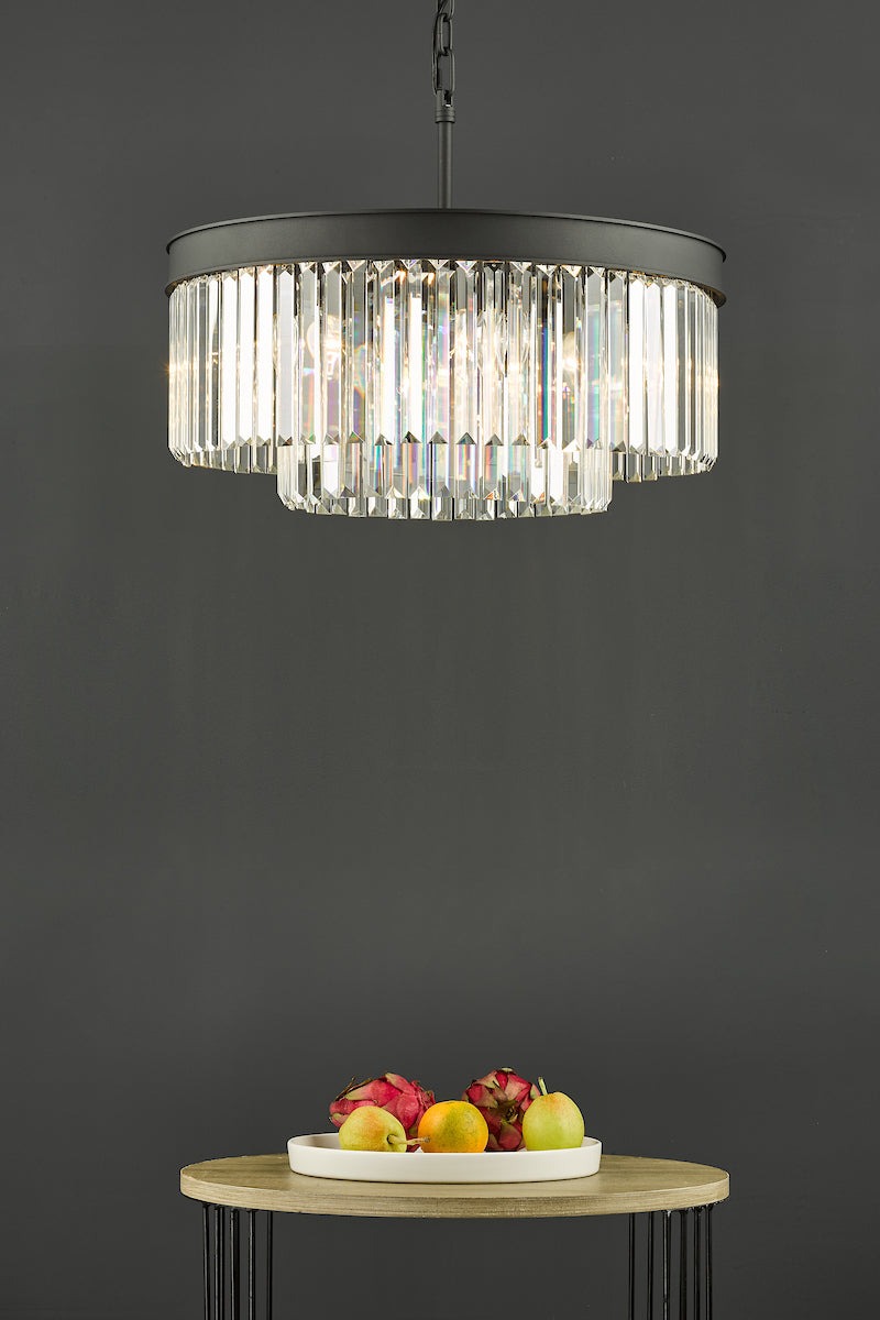 Celeus 6 Light Chandelier Anthracite & Crystal<br>Matt Black
