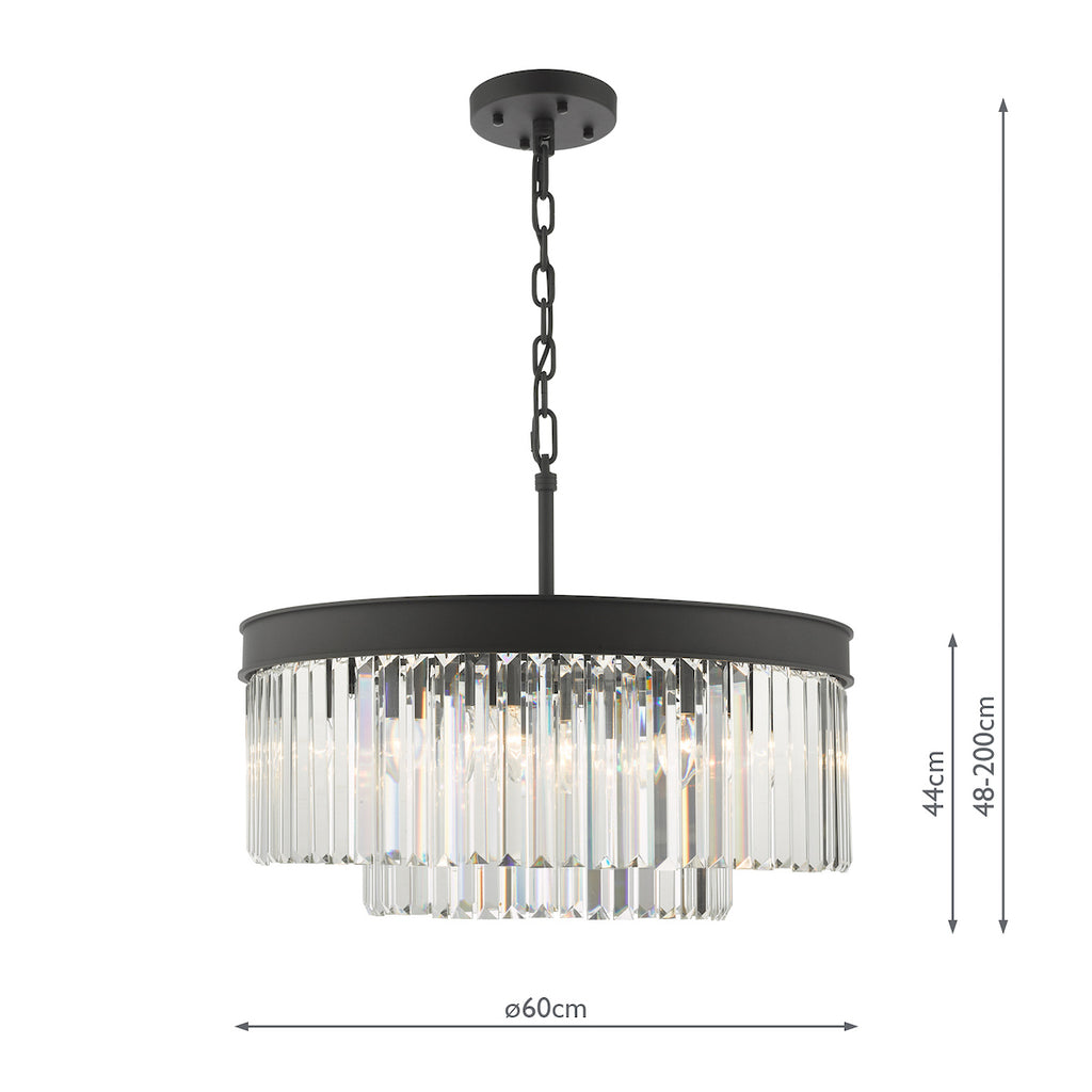 Celeus 6 Light Chandelier Anthracite & Crystal<br>Matt Black