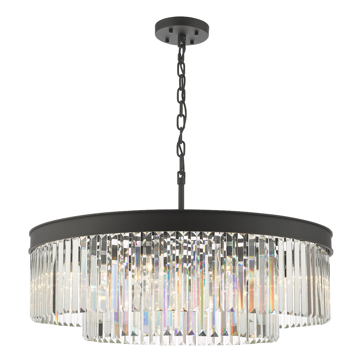 Celeus 8 Light Chandelier Anthracite & Crystal<br>Satin Black