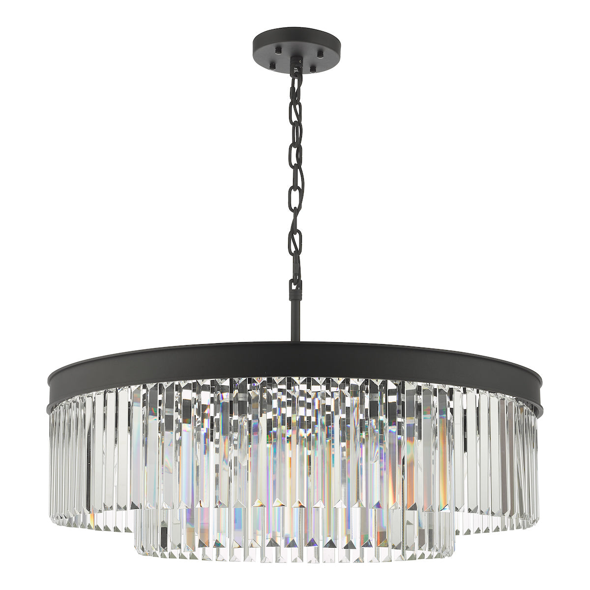 Celeus 8 Light Chandelier Anthracite & Crystal<br>Satin Black