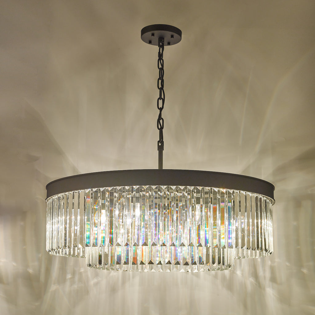 Celeus 8 Light Chandelier Anthracite & Crystal<br>Satin Black