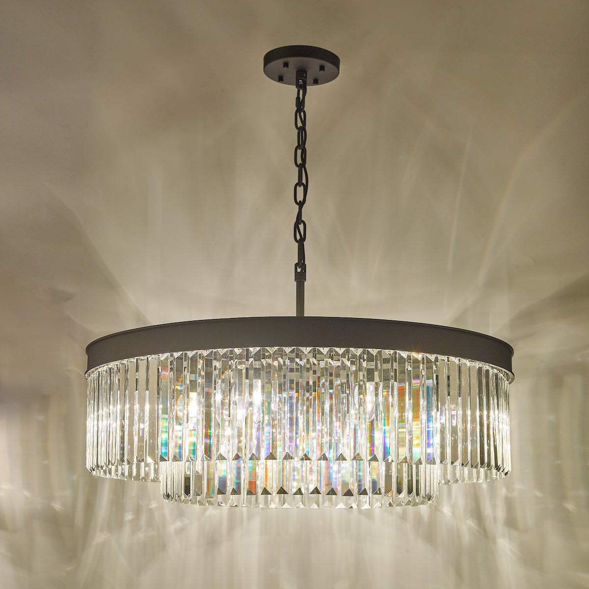 Celeus 8 Light Chandelier Anthracite & Crystal<br>Satin Black