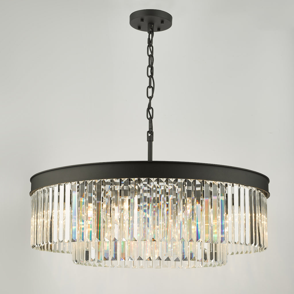 Celeus 8 Light Chandelier Anthracite & Crystal<br>Satin Black