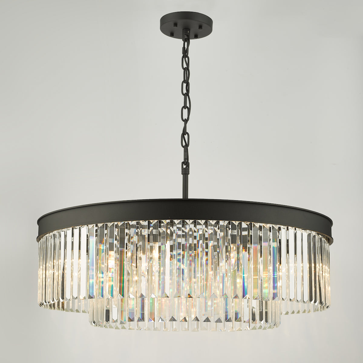 Celeus 8 Light Chandelier Anthracite & Crystal<br>Satin Black