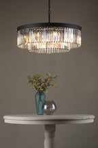 Celeus 8 Light Chandelier Anthracite & Crystal<br>Satin Black
