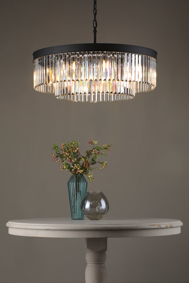 Celeus 8 Light Chandelier Anthracite & Crystal<br>Satin Black