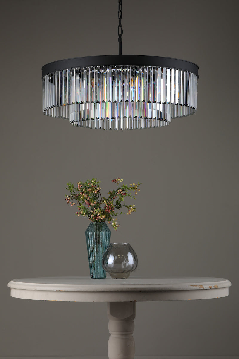 Celeus 8 Light Chandelier Anthracite & Crystal<br>Satin Black