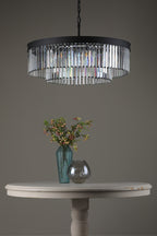Celeus 8 Light Chandelier Anthracite & Crystal<br>Satin Black