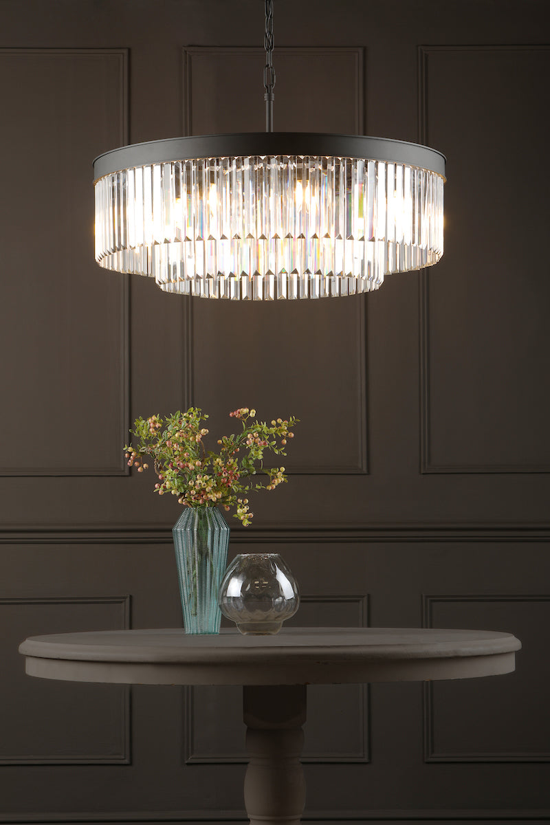 Celeus 8 Light Chandelier Anthracite & Crystal<br>Satin Black