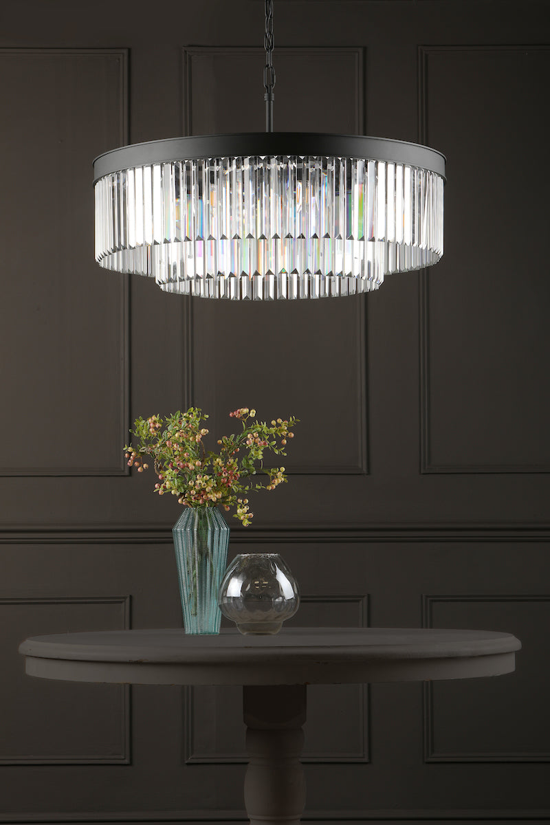 Celeus 8 Light Chandelier Anthracite & Crystal<br>Satin Black