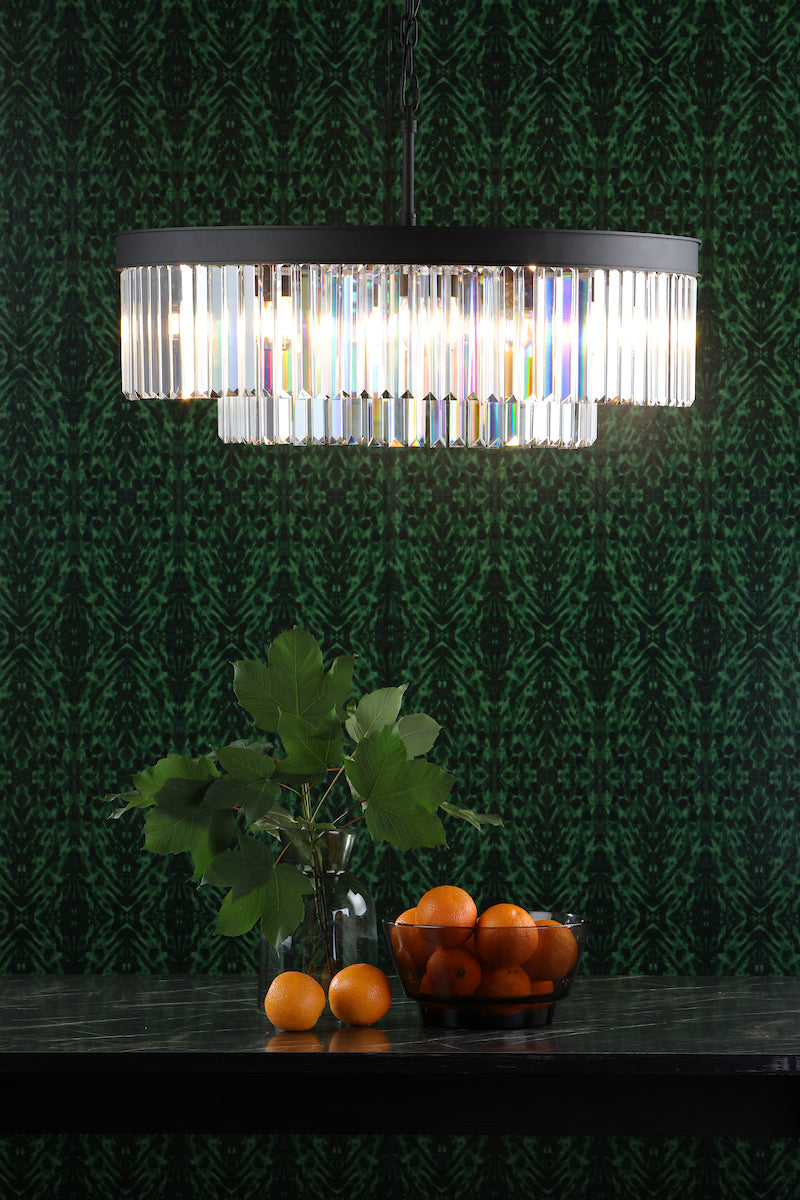 Celeus 8 Light Chandelier Anthracite & Crystal<br>Satin Black