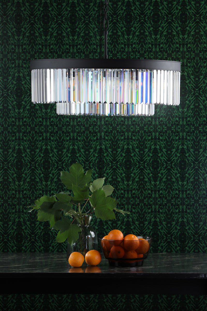 Celeus 8 Light Chandelier Anthracite & Crystal<br>Satin Black