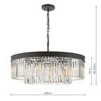 Celeus 8 Light Chandelier Anthracite & Crystal<br>Satin Black