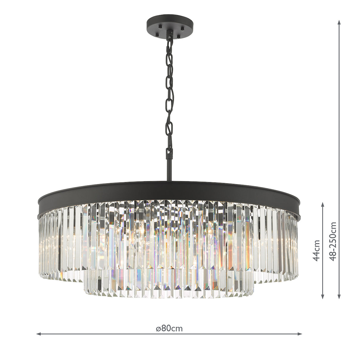 Celeus 8 Light Chandelier Anthracite & Crystal<br>Satin Black