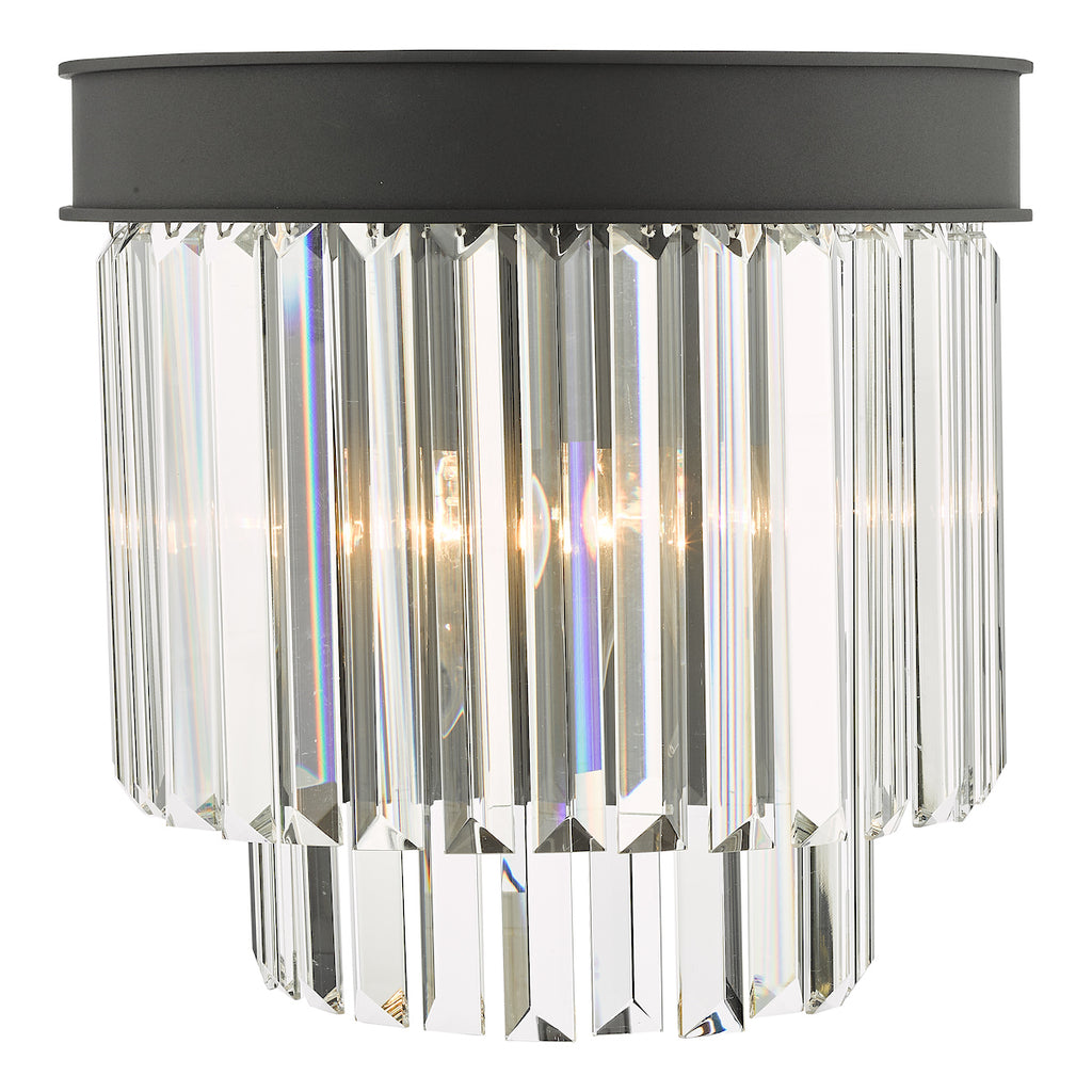 Celeus 2 Light Wall Light Anthracite & Crystal<br>Matt Black