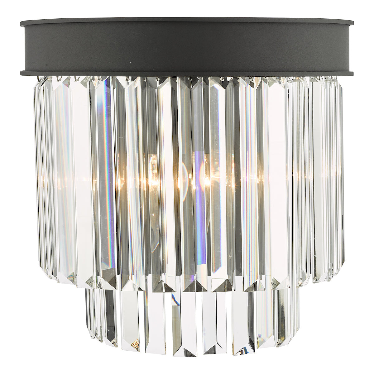 Celeus 2 Light Wall Light Anthracite & Crystal<br>Matt Black