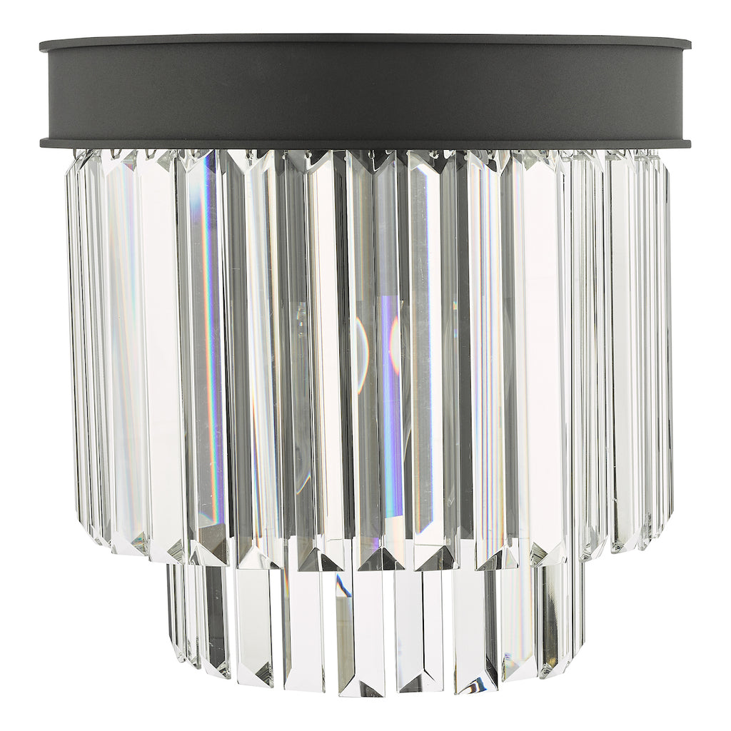 Celeus 2 Light Wall Light Anthracite & Crystal<br>Matt Black