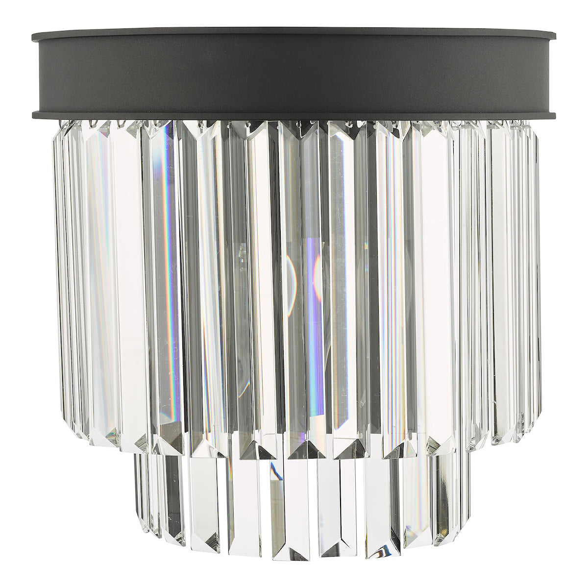 Celeus 2 Light Wall Light Anthracite & Crystal<br>Matt Black